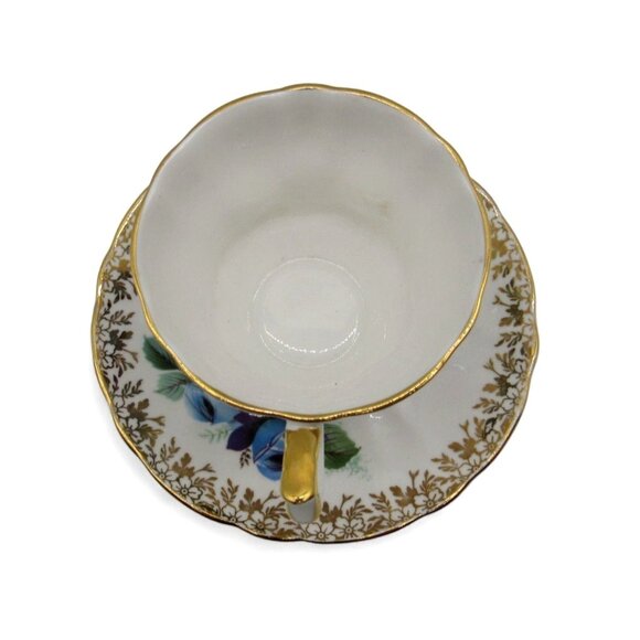 WINDSOR Blue Floral Teacup and Saucer England Vintage - Picture 6 of 11